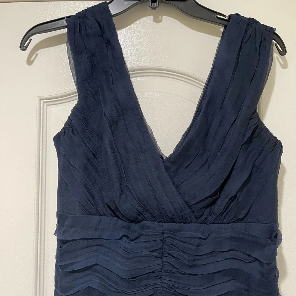 TADASHI SHOJI 100% Silk Dark Blue Dress - Picture 5 of 5